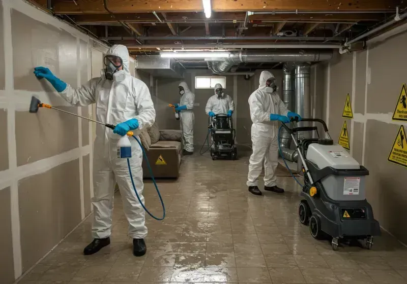 Basement Moisture Removal and Structural Drying process in Rayville, LA